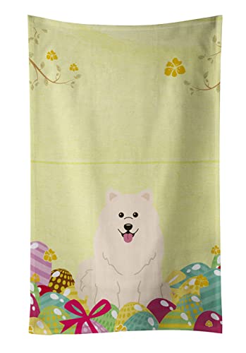 Caroline's Treasures BB6030KTWL Easter Eggs Samoyed Kitchen Towel Dish Cloths Guest Hand Towel Decorative Bathroom Towel for Face,Tea, Dishcloth, Kitchen and Bath