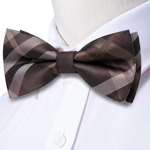 Image of Hi-Tie Bow Ties for Men Pre-Tied Pocket Square with Cufflinks Mens Bowtie Sets for Wedding Formal Party