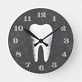 Moonluna Dentist Office Dental Care Tooth Rustic Nursery Wooden Wall Clock Battery Operated Roman Nu