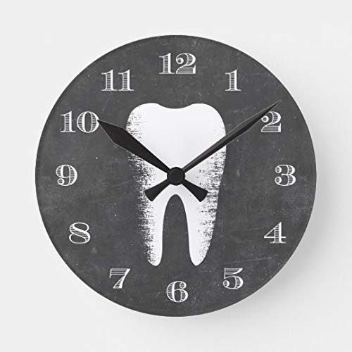 Moonluna Dentist Office Dental Care Tooth Rustic Nursery Wooden Wall Clock Battery Operated Roman Numerals Silent Non-Ticking 12 Inches Kids Clock #TOP8