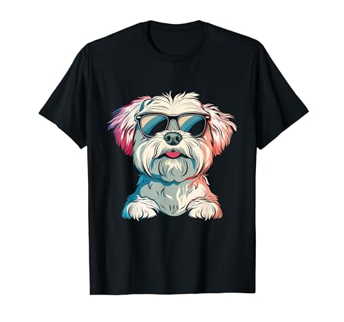 Gafas de sol maltesas divertidas perro mamá papá maltés Camiseta