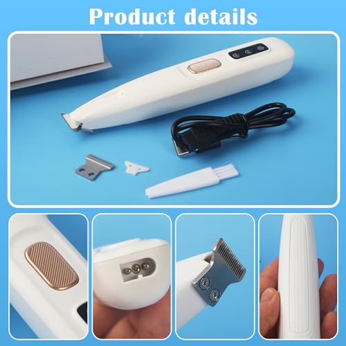 Haustierhaarschneider mit LED-Licht,PawTrim Pro Leise,Kabellos Haustier Rasierer Mit USB,Wiederaufladbar Pfotentrimmer,Wasserdichter,für Reparatur Hund, Katze, Füße, Ohren, Gesicht, Körper, Füße