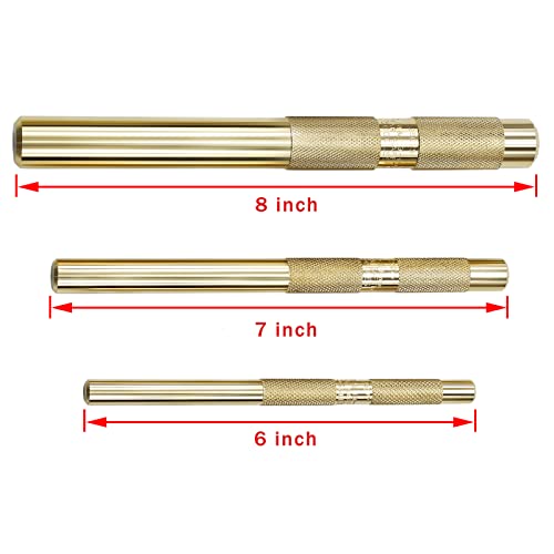 61360 3 Pc. Knurled Brass Drift Punch Set 25077 3/4 Inch 25076 1/2 Inch 25075 3/8 Inch Drift Punch Gold #TOP2
