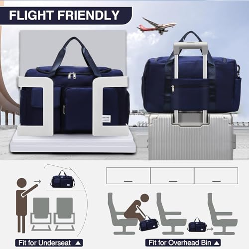 Image of Small Gym Bag for Women, Travel Duffle Bag Carry On Weekender Bag with Shoe Compartment, 11#Navy, Gym Bag & Toiletry Bag, Gym Bag&toiletry Bag