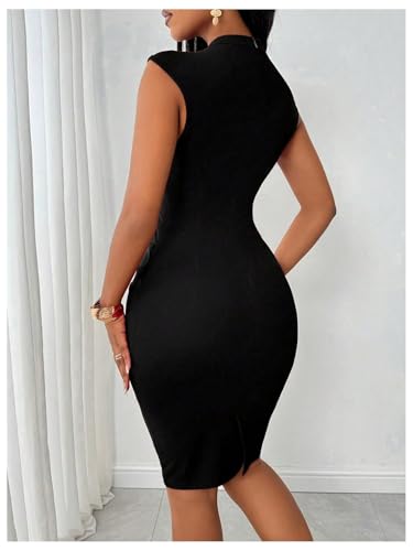 Floerns Women's Cap Sleeve Cut Out Front Bodycon Short Dress Elegant Pencil Dress2