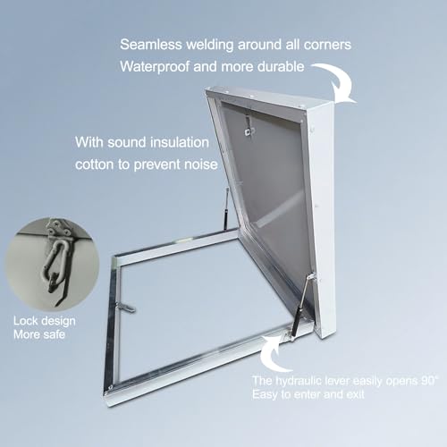 Boca de acceso de aluminio 75 x 75 cm para trampilla de techo con escotilla de escape de seguridad industrial 3