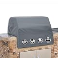 Covers & All Built-in Grill Cover for Outdoor Grill – Heavy Duty 12 oz Waterproof Built-in BBQ Grill Cover, PVC-Coated Polyester with Elastic Hem for Snug Fit (32 x 26 x 24 inches, Grey)