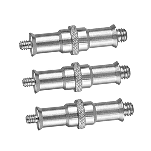 Adaptador de tornillo 1/4 a 3/8 de hierro plata en pack de 3 piezas para trípode de cámara