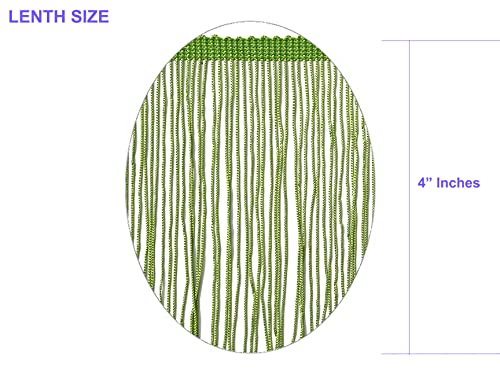 Sew Trends 10 Yards Of 4" Long Chainette Fringe Thread Yarn Tassel Trim Braid Fringe For Crafts Sewing And Decor-Grass Green #TOP3