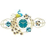 GUANGFAN Large Peacock Wall Clock Metal Design Silent No Ticking Wall Clock Modern Art Luxury Golden