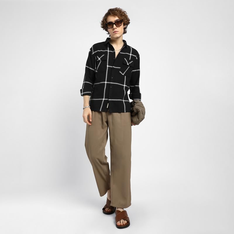 Image of CAHOOT Men's Shacket for Casual Wear | Spread Collar | Long Sleeve | Button Closure | Overshirt /Shacket Crafted with Comfort Fit for Everyday Wear