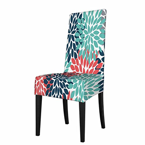 Numland Multicolor Dahlia Pinnata Flower Dining Room Chair Covers Fireworks Drops Colorful Flower Petal 1 Pack Short Stretchable Polyester Removable Washable For Home Kitchen Restaurant Banquet #TOP25