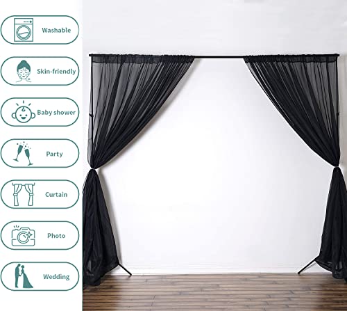 Akiky Canopy For Girls Room Bed Curtains Elegant Sheer Curtain For Twin Full Queen King Size Bed Drapes,8 Panels Canopies With 2 Light,Room Décor(Full/Queen,Black) #TOP6