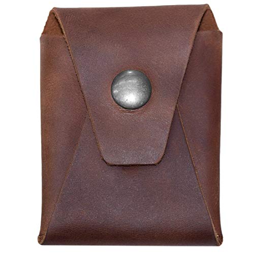 Hide & Drink, Leather Minimalist Card Wallet, Holds Up to 4 Cards Plus Folded Bills/Holder/Travel/Case/Stylish/Vintage, Handmade - Bourbon Brown