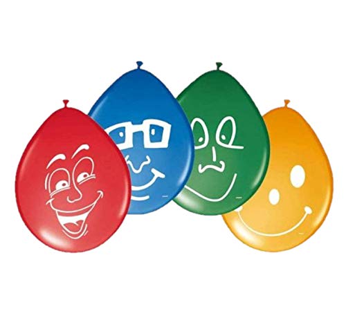 Folat - Globos De Cara Feliz para Temática Fiesta - Multicolor - 12In/30cm - 8 Piezas
