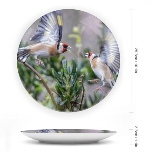 10" Decorative Wall Plate Goldf"es Birds Animals Ceramic Collectible Plates Home Office Kitchen Bedroom Decoration Household Plates with Stand Wall Art Dining Table Decor - Image 3