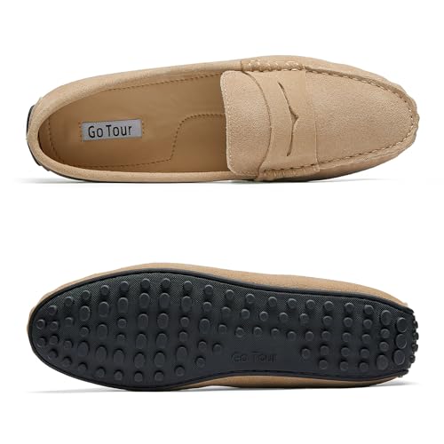 Go Tour Women's Suede Penny Loafers Classic Slip-On Driving Shoes Beige 38/8 US by Go Tour - Used condition - Image 4
