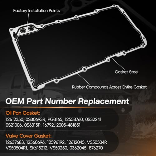 Image of 12612350 Oil Pan Gaskets Kit + 12637683 Valve Cover Gasket Set
