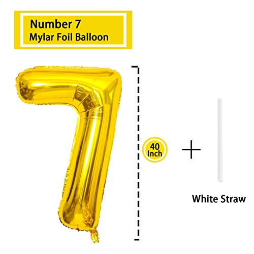 7 Number Balloon Gold 40 Inch Big Foil Mylar 7Th Balloons For 7 Year Old Boy Girl Birthday Party Decorations Wedding Anniversary Events Supplies #TOP1