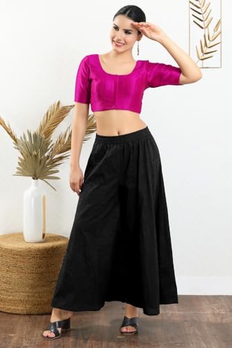 Image of Vamas Women's Silk Padded Self Design Half Sleeve Readymade Saree Blouse (X-766.N)