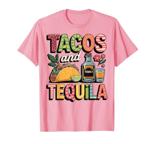 Tacos and Tequila T-Shirt, Men, Pink, Large