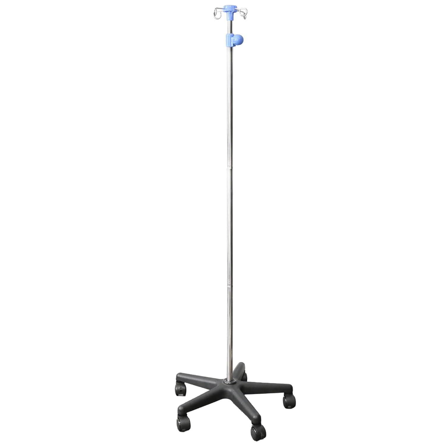 HealthSmart Rolling IV Pole Stand –Heavy Duty Stainless Steel, Adjustable 43.3″–78.7″ Height, 4-Prong IV Bag Holder, 5 Caster Wheels, Easy Assembly, 45 lb Capacity, Medical & Home Care