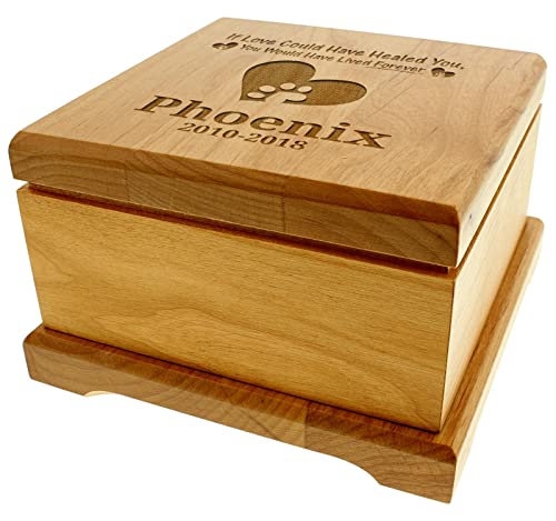 If Love Could Have Healed Custom Name & Date Personalized Pet Memorial Gifts Engraved Wooden Dog Urn Cat Urn Wood #TOP2