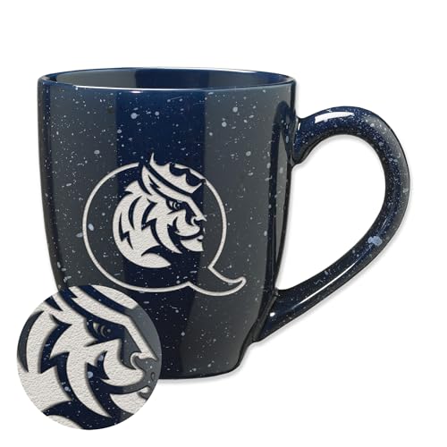 Rico Industries NCAA Queens Charlotte Royals Primary Logo Navy 16 oz Team Color Laser Engraved Speckled Ceramic Coffee Mug