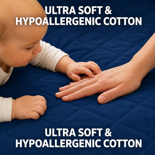 Image of RESTIFY 100% Waterproof Quilted Single Size Mattress Protector 78x48 Inch 6.5x4 Ft Fits Upto 10 Inch Mattress | Premium Cotton Breathable Bed Protector | Mattress Cover for Single Bed |Dark Blue