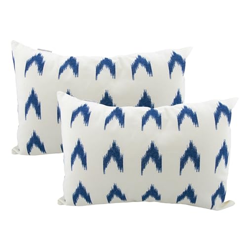 TRESMESTRES Fundas de Cojines para Cama Decorativos - Estilo Mediterráneo, Colorido, Ikat - Cubiertas de Cojines Decorativas para Cama - Funda de Cojín 40x60 cm - Set de 2, Azul