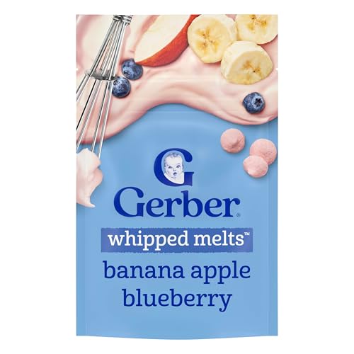 Image of Gerber Stage 3 Banana Apple Blueberry Whipped Melts, 1 Oz, 7 Pack | Stage 3 baby snack; banana apple blueberry whipped melts; baby led feeding; 7 x 1 oz pouches