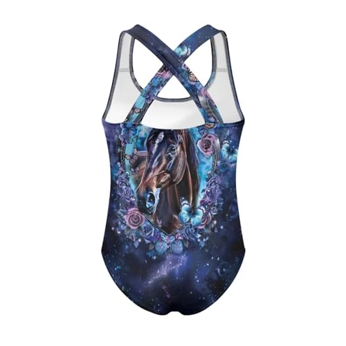 Image of Girls One Piece Cat Swimsuits Quick Dry Cartoon Beach Bathing Suit Crossback Swimwear for Kids 5-14 Years