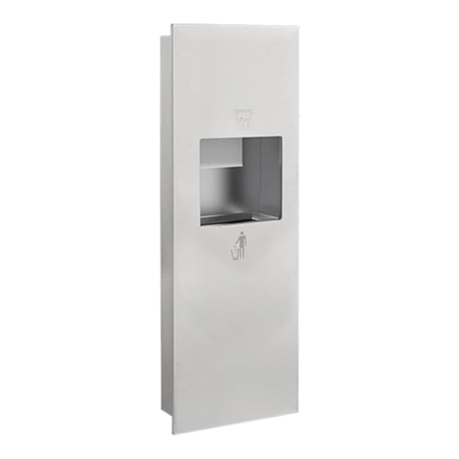 Distributore commerciale di asciugamani di carta, pattumiera a scomparsa in acciaio inox, chiudibile con asciugatrice, per servizi igienici pubblici (argento, 33 x 120 x 14 cm)