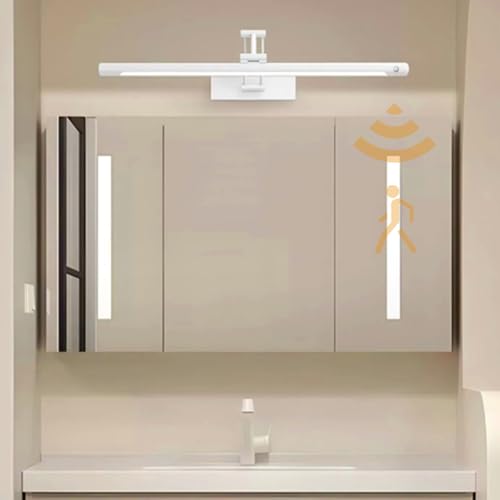Lámpara de pared LED con sensor de movimiento, ajustable 180°, lámpara de baño decorativa moderna, 3000 K/4000 K/6000 K, 60 cm, ideal para cocina, sótano y tocador (luz neutra blanca)