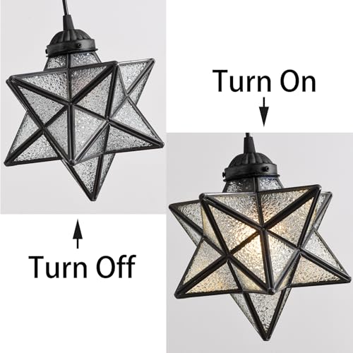 Modern Farmhouse Glam Chandelier Dining Room Glass Star Pendants Light Fixture Kitchen Island LED Ceiling Hanging Lights Included Warm Light Bulbs Black by HAIXIANG - Image 5