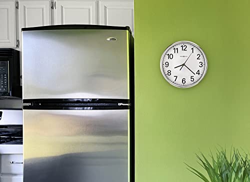 Howard Miller Hamilton Wall Clock 625-561 – Polished Silver-Tone Finished Case, Classic Round Design, Reflective Finishes, Modern Home Decor, Quartz Movement #TOP2