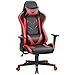 Yaheetech Chaise de Gaming Ergonomique Fauteuil Gamer pour Bureau Dossier Inclinable 180 Degrée Réglable Rembourré Similicuir avec Soutien Lombaire et Appui-tête Noir/Rouge