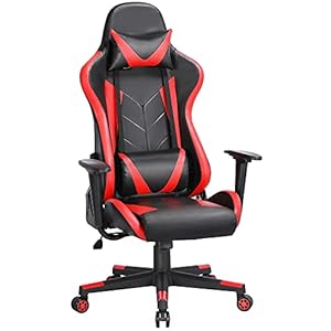 Yaheetech Ergonomic Gaming Chairs High Back Computer Game Chair Adjustable Racing Office Chair Lumbar Support Gamer Chairs with Headrest Black/Red