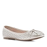  Andres Machado - Elegante Ballerinas für Damen/Mädchen – AM 5454 – Bequeme Loafer aus Lederimitat mit gemusterten Perforationen – in Silber, EU 43