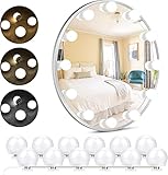 HORKEY - Luces De Espejo De Tocador Con 12 Bombillas Led, Modo De 3 Colores Ajustables, Kit De Maquillaje Estilo Hollywood,...