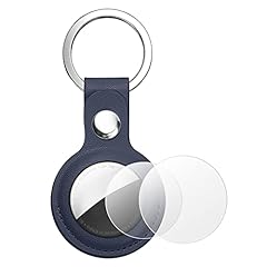 AXFEE Portachiavi AirTag, Portachiavi in Pelle, Localizzatore di Chiavi AirTag Portatile per Zaini e Animali Domestici, Supporto per Cover Protettiva per Tracker per AirTag, Forte il Segnale GPS-Blu