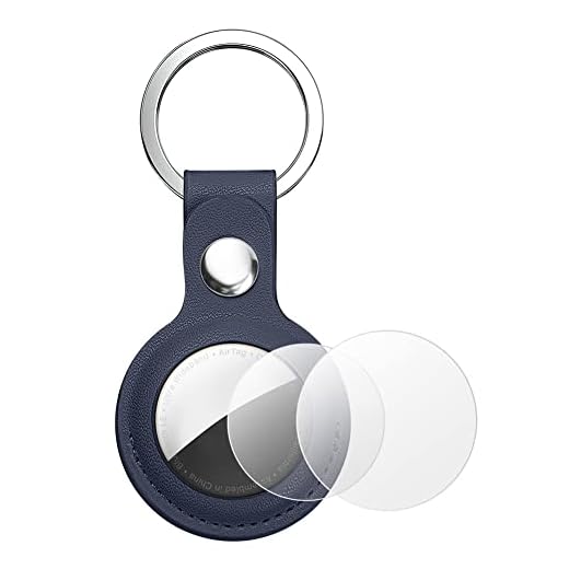 AXFEE Airtags Portachiavi in PU Pelle, Porta Air Tag per GSP Apple, Airtag Cover per Chiavi Zaini e Animale, Portatile, Anti-graffio, Mantiene un Segnale Forte- Nero/ Blu/ Rosso/ Marrone/Rosa/Bianco