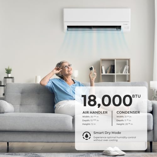 Image of Mitsubishi 18000 BTU 20 SEER2 HX-Series Mini Split Heat Pump System with 15ft Line Set & Installation Kit - R454B Single Zone | High Efficiency Wall Mounted Ductless AC /Heating Unit