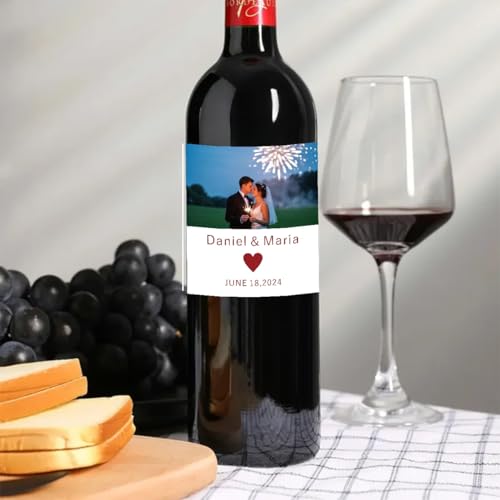 Personalized Simple Wedding Photo Wine Label | Custom Wedding Wine Bottle Labels | Add Your Photo & Text (8.8 * 10CM (20pcs))