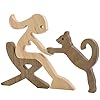 Enkrio Wooden Cat Figurines Hand Ca...
