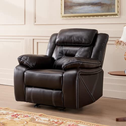 Dazone Recliner Chair, Leather Recliner Lazy Boy Recliner Comfortable Home Theater Seating With Rocking Glider Recliner Chair For Living Room Reclining Rocker Single Pu Faux Manual Recliner Brown #TOP7