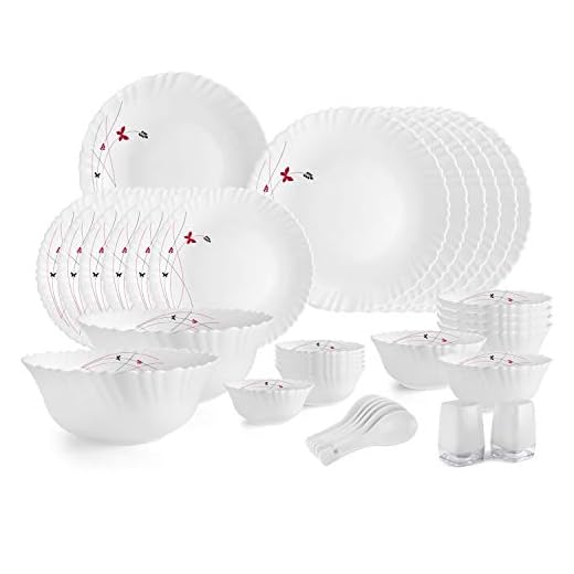 Cello Opalware Dazzle Lush Fiesta Dinner Set, 35PCs, White