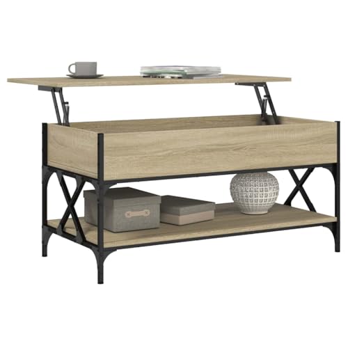 Table de salon relevable industrielle pour optimiser l'espace des petits salons - 5