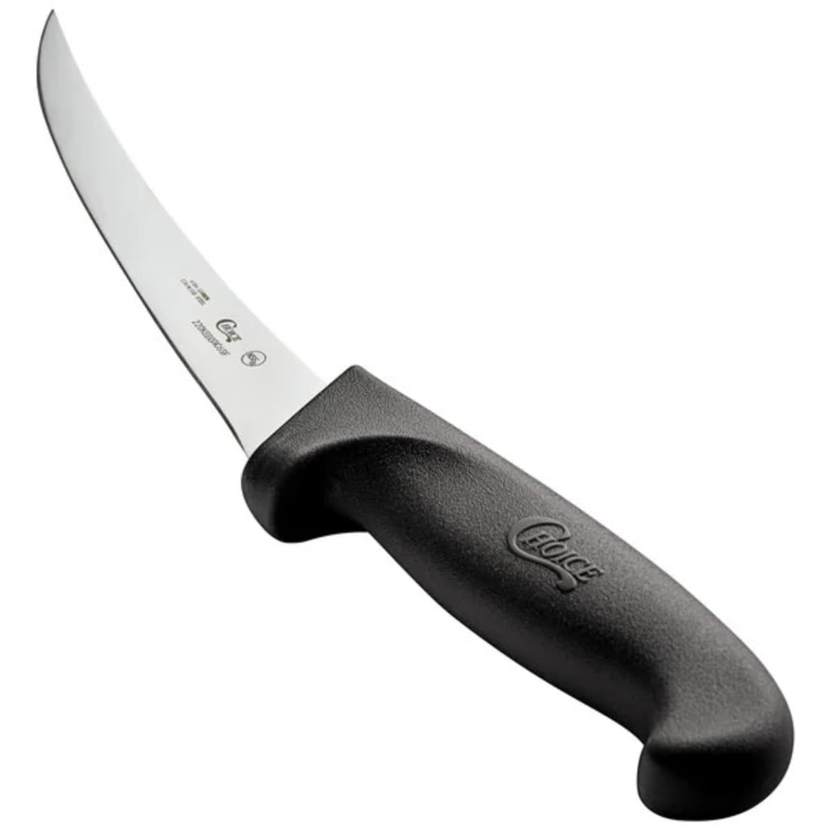 6 Inches Curved Stiff Boning Knife with Black Handle – Professional High Carbon Stainless Steel Blade, Ergonomic Non-Slip Handle, NSF Certified, Dishwasher Safe