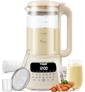 61oz Nut Milk Maker Machine, TER 10-in-1 Soy Milk Maker for Plant Based milk, Almond, Oat, Soybean Milk, Juice, Milkshake, Auto Clean/24H Preset Time/12H Keep Warm, with 7 Accessories, Beige